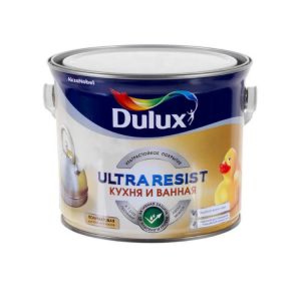 КРАСКА DULUX ULTRA RESIST КУХНЯ И ВАННАЯ 2.5Л МАТОВАЯ BW купить с доставкой