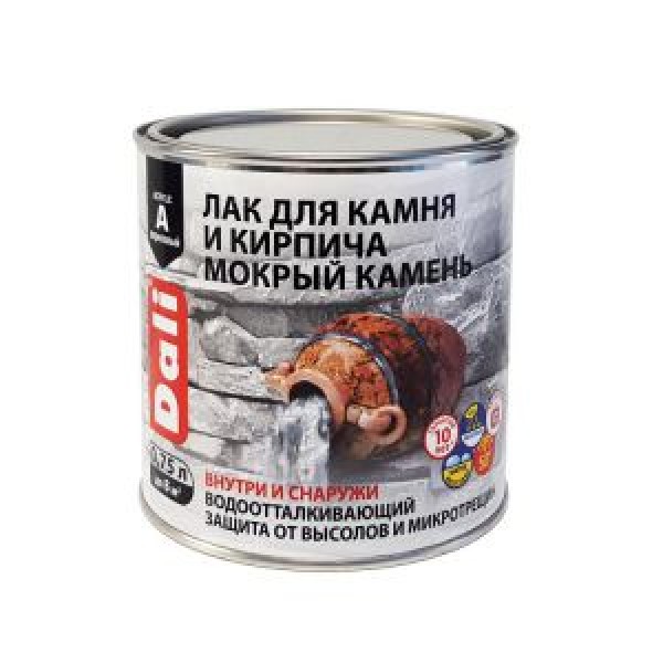 Лак для камня и кирпича Dali мокрый камень, 0.75л купить с доставкой
